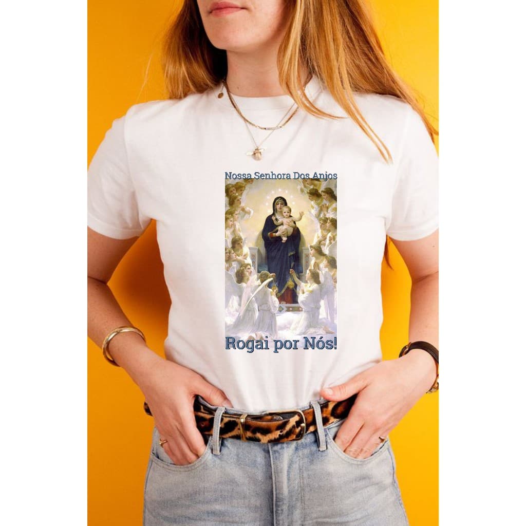 CAMISETA UNISSEX tshirt feminina Nossa Senhora Dos Anjos,cristã, gospel plus size