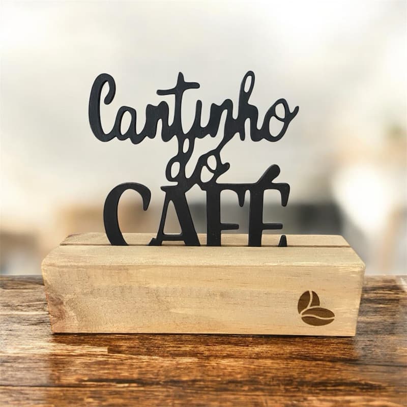 Enfeite decorativo totem de pinus e mdf aplique para cantinho do café personalize sua empresa ou casa com este brinde