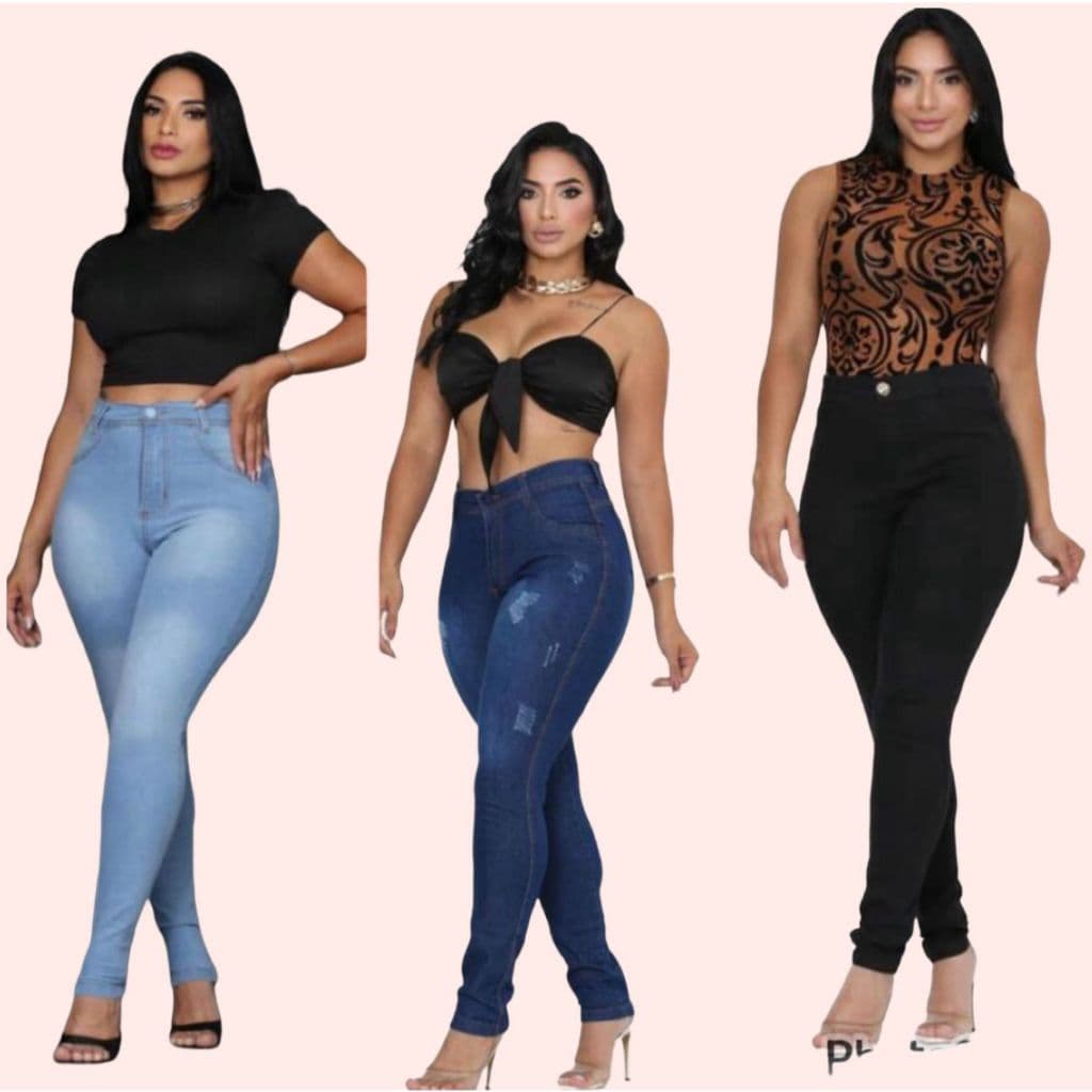 Kit 3 Calças Jeans Femininas Cintura Alta