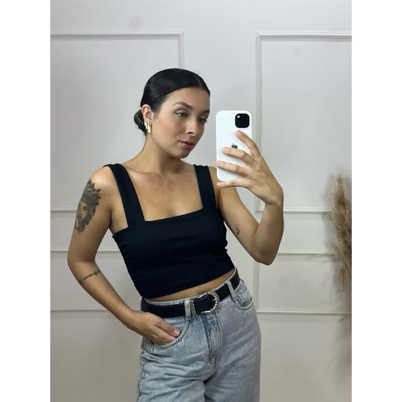 Cropped Feminino Basico Canelado Verão Liso Varias Cores