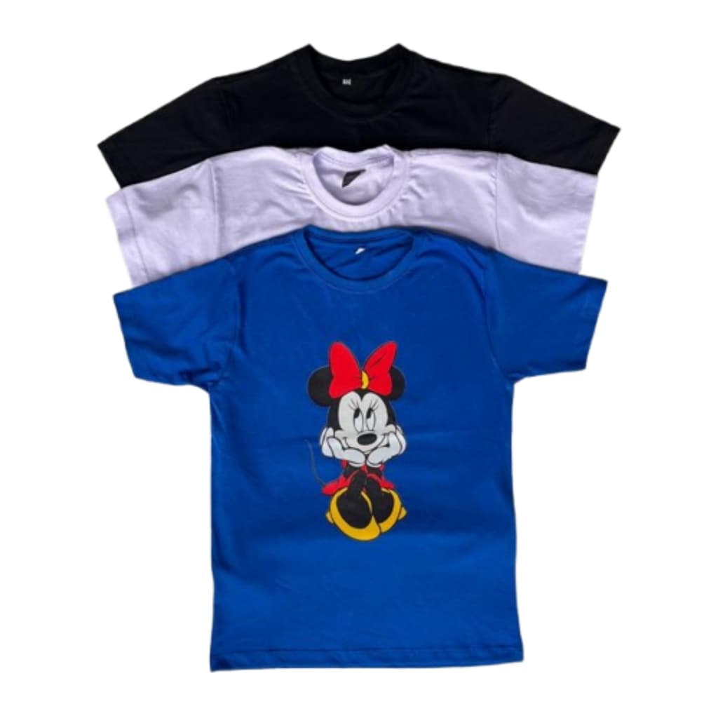 Camiseta Infantil Feminina Minnie 100% Algodão – Conforto e Qualidade
