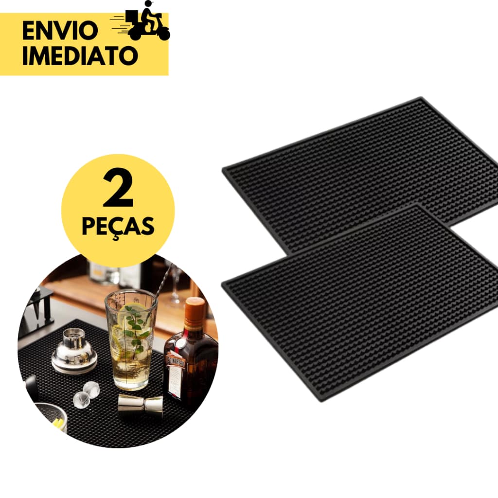 2 Tapete Escorredor Flexível PVC Grande 45x30 p/ Louças Porta Copos Bartender  Drinks Barman Bares Restaurantes Cozinha