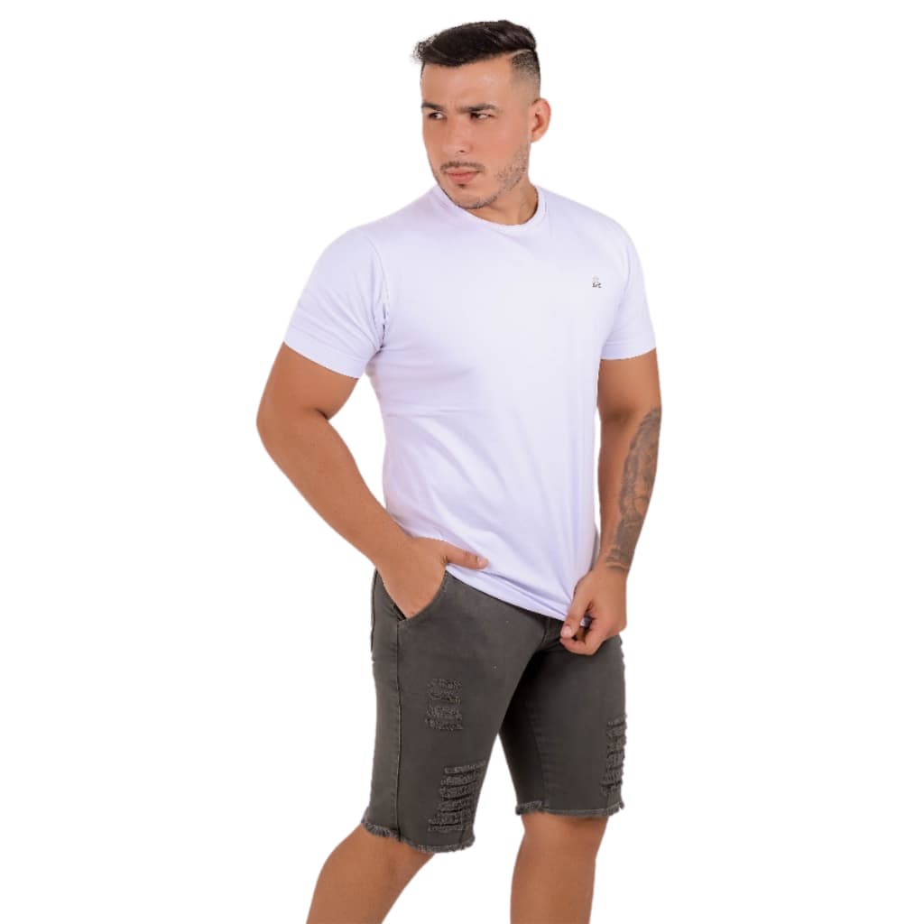 BERMUDA MASCULINA LISA RASGADO DA MODA