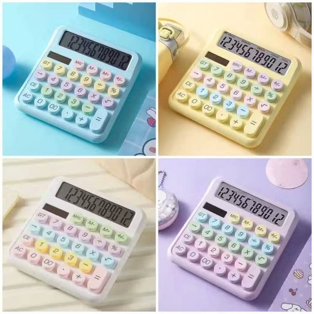 （ NOVO ) Calculadora Estilo Retrô Retangular 12 Dígitos Colorida Aiker Fofa Kawaii