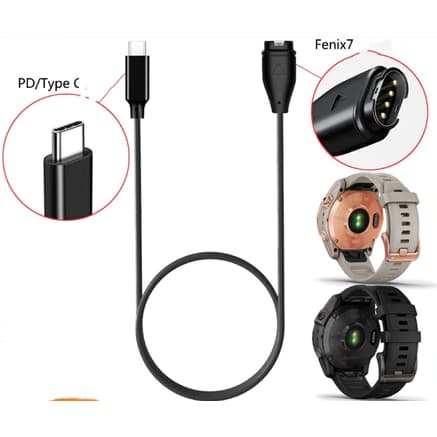 Cabo Carregador Tipo C Para Compatível com Garmin Fenix 5  5x 6 6x 6s Garmin Forerunner 965/970/935/165