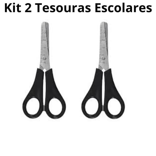 Kit 2 Tesouras Escolares  Inox BRW Pontas Arredondadas - Tesoura Escolar