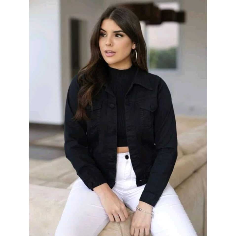 Romina Celeste - jaqueta jeans feminina casaco manga longa