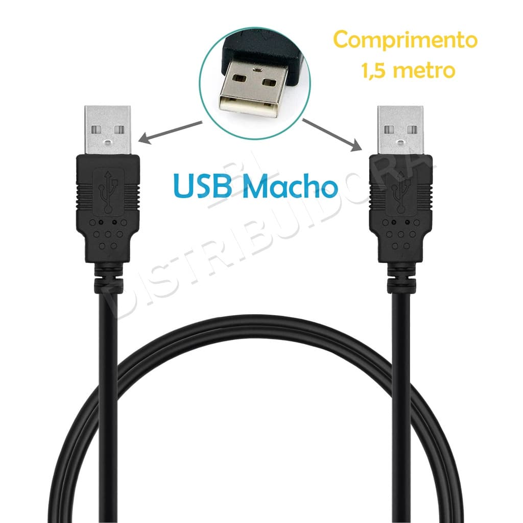 Cabo Extensor Usb 2.0 Macho X Macho 1,5 Metros