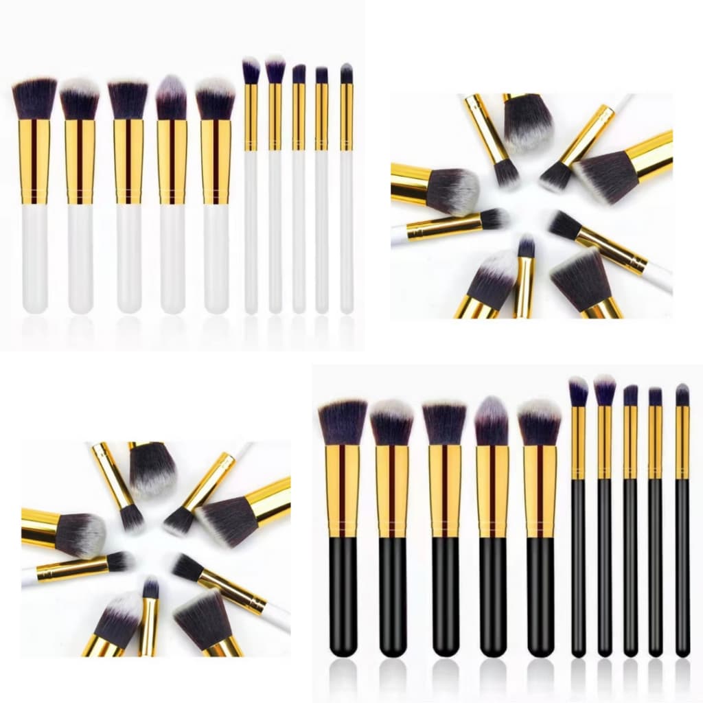 Kit 10 pinceis de maquiagem Pinceis esfumar contorno Kabuki profissional