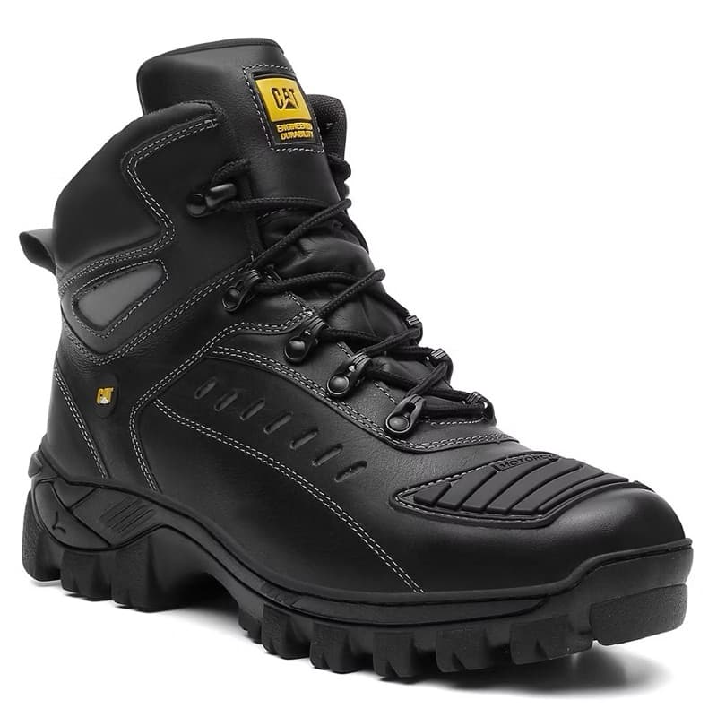 Bota Motociclista bico reforçada Casual em couro resistente a água palmilha em gel