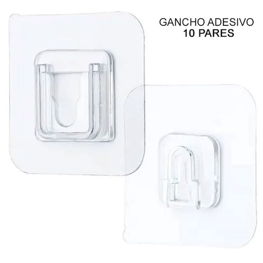 Kit 10 Gancho Adesivo Cola Pares Banheiro Parede Multiuso