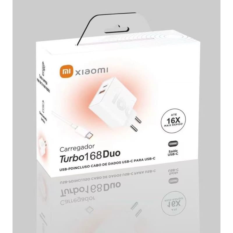 Carregador Super Rápido Turbo Duo 168w Tipo C Com Cabo Tipo C Tipo C