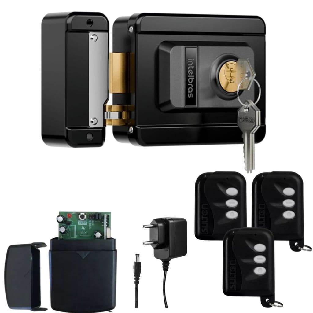 Kit Fechadura Elétrica Intelbras S/ Fio Aciona pelo Controle Remoto 433Mhz Fx 1500