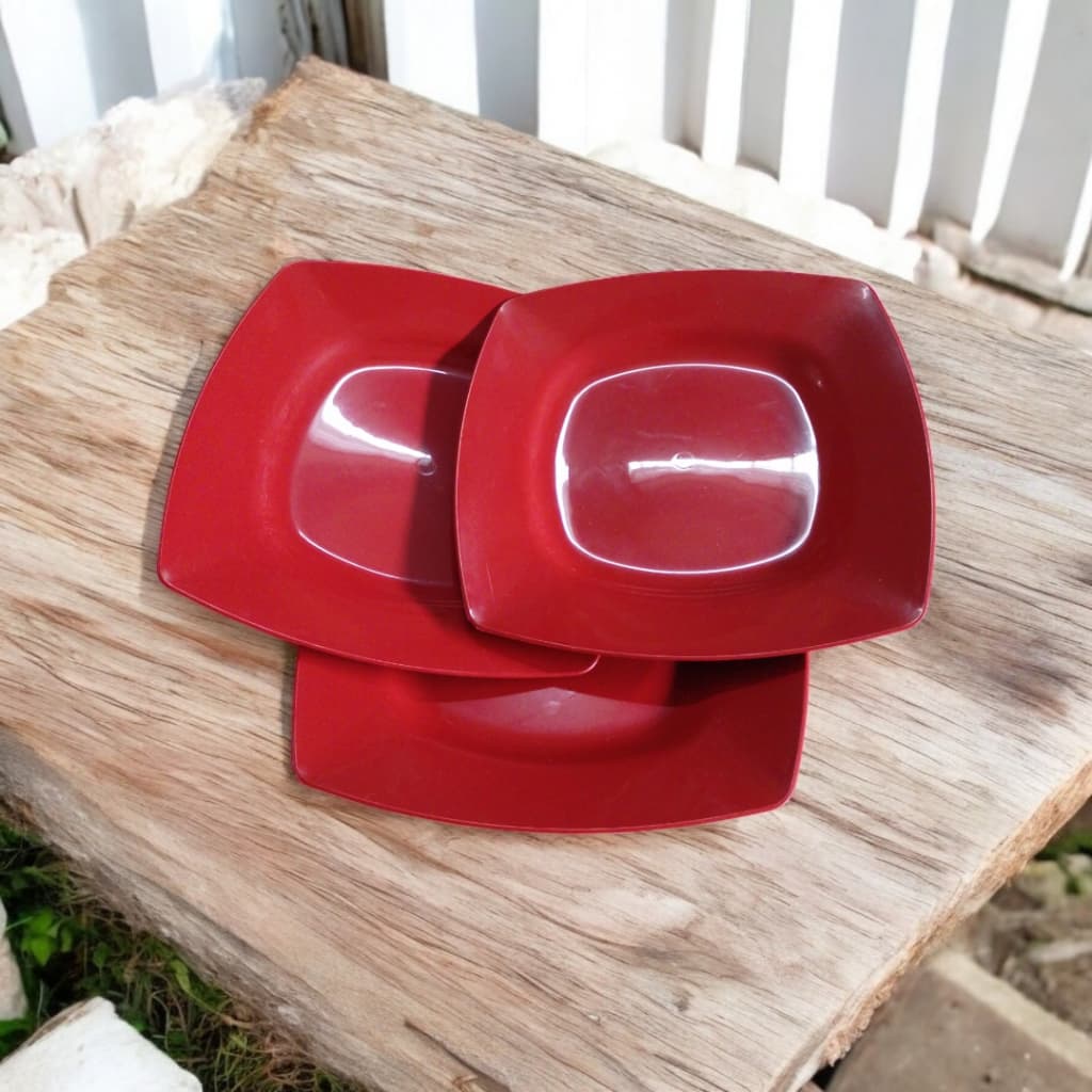 20 Prato Quadrado Plástico Vermelho Pequeno 17 cm Festas Eventos