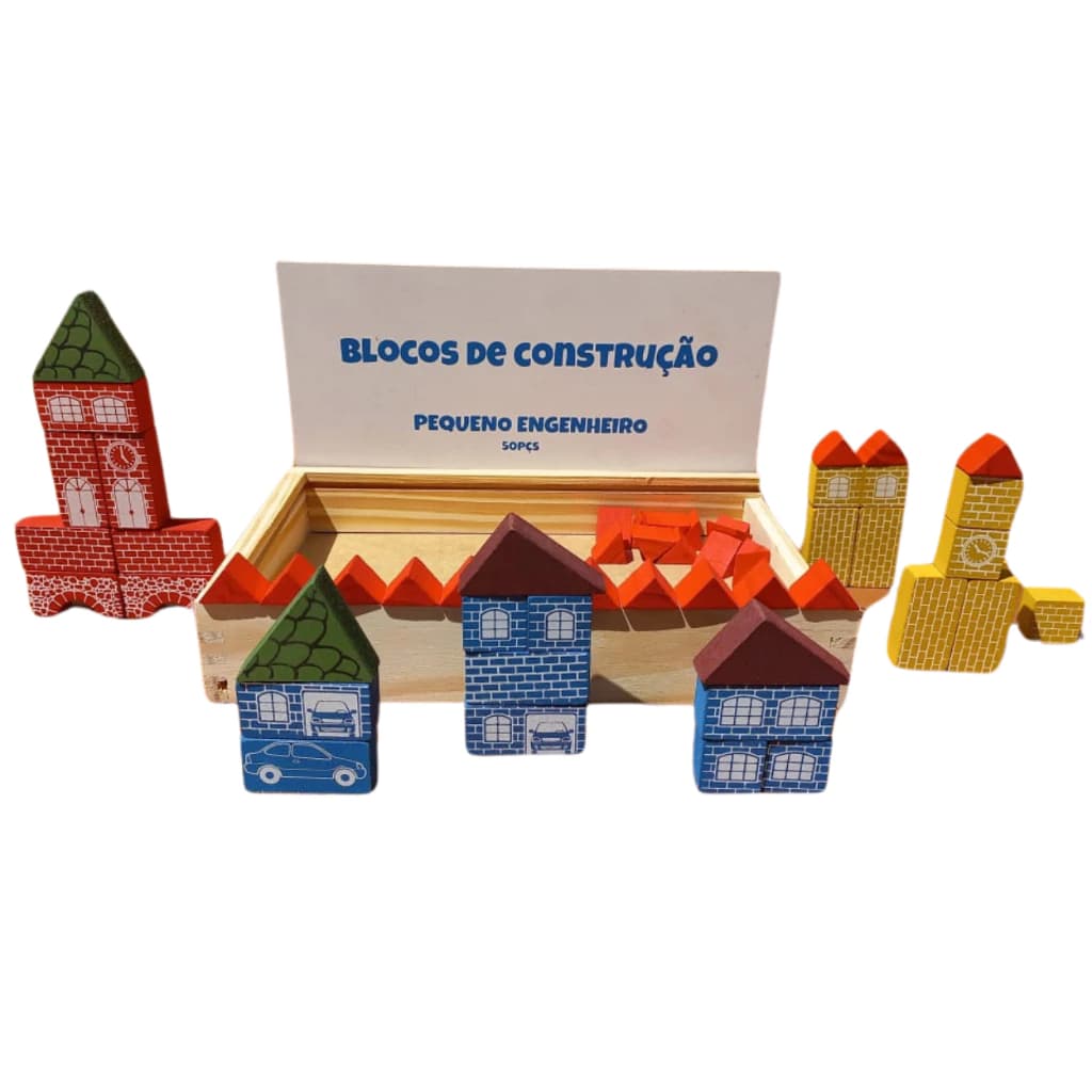Blocos de Construção Toy Trade Colorido Premium 50pçs Jogo Pequeno Engenheiro Arquiteto Brinquedo