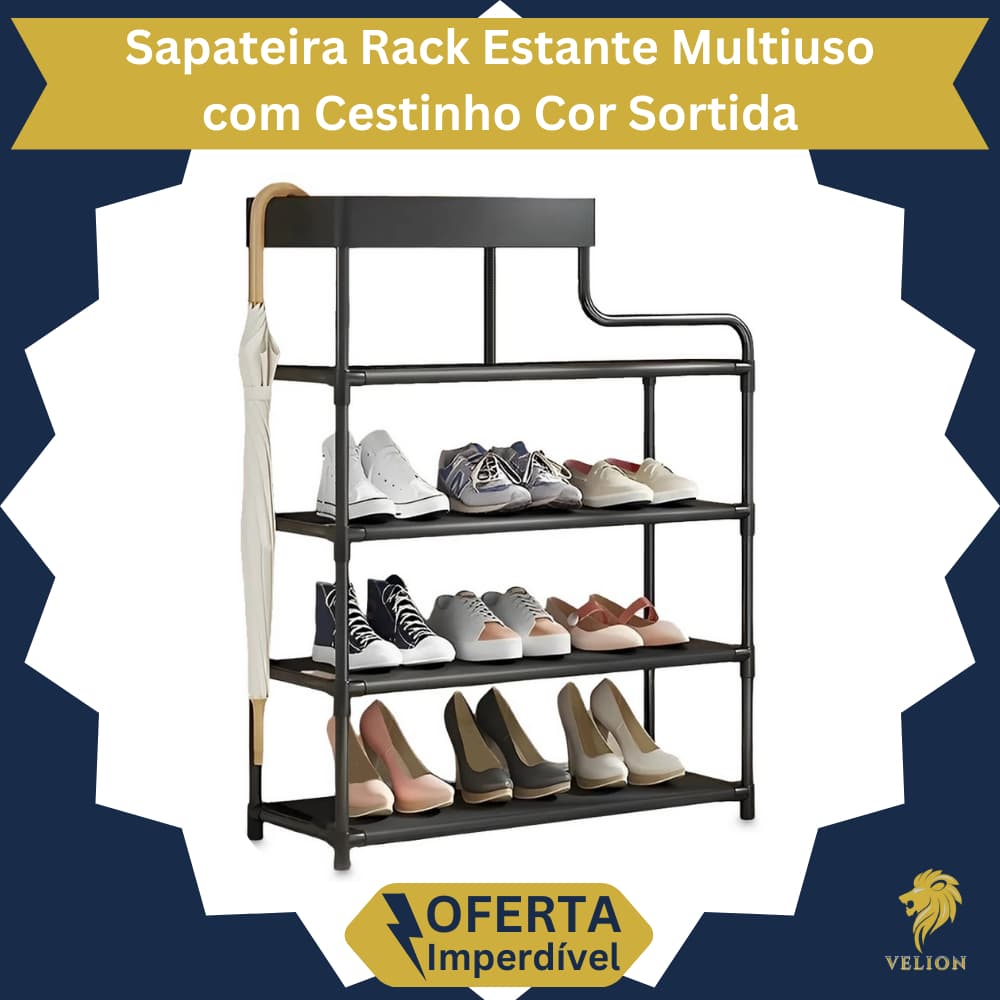 Sapateira Rack Estante Multiuso com Cestinho Cor Sortida