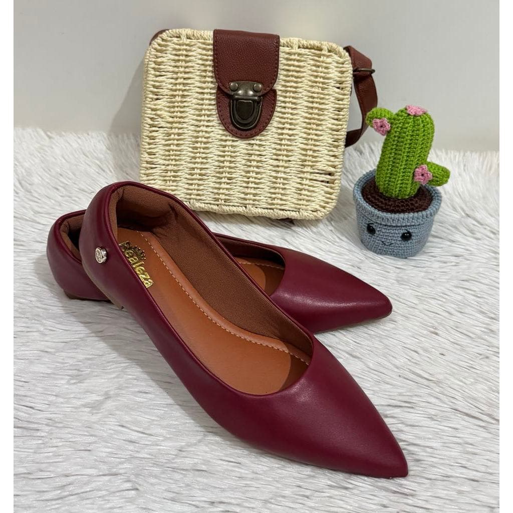 Sapatilha Feminina Bico Alongada Marsala Confort