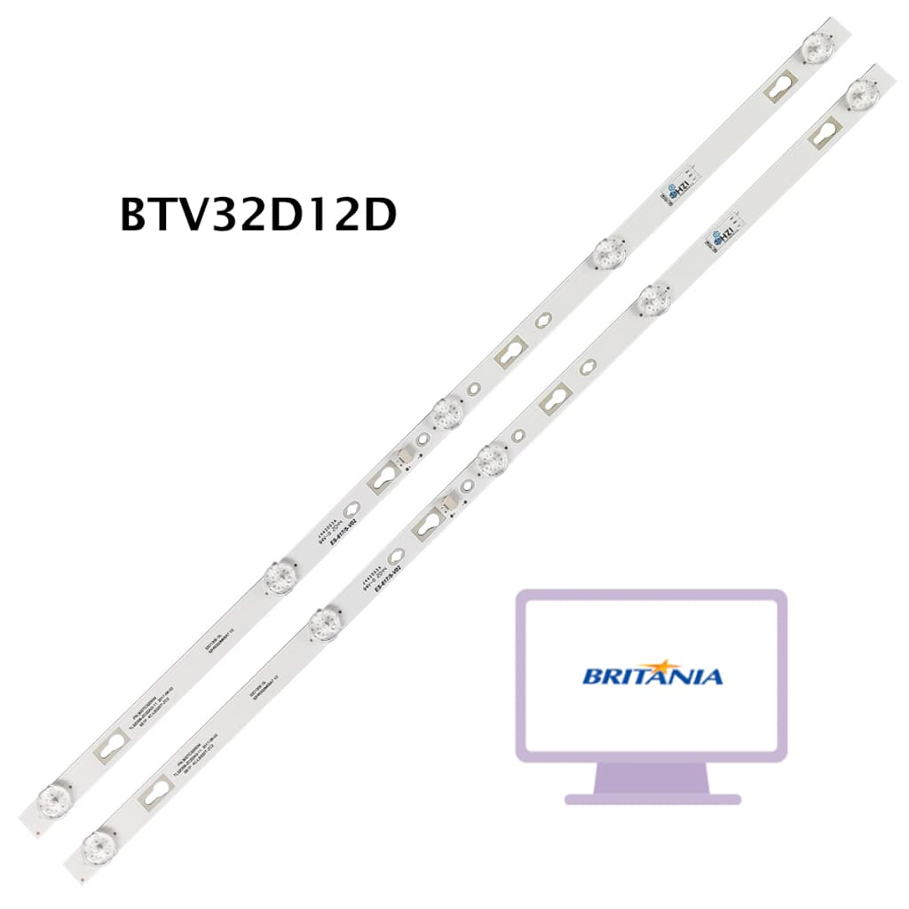 Kit 2 Barras de Led Aluminio TV Britania BTV32D12D