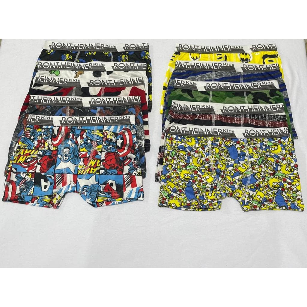 Kit Com 10 Peças Cueca Boxer Bebê E Crianças Infantil Masculina Desfralde  Estampadas