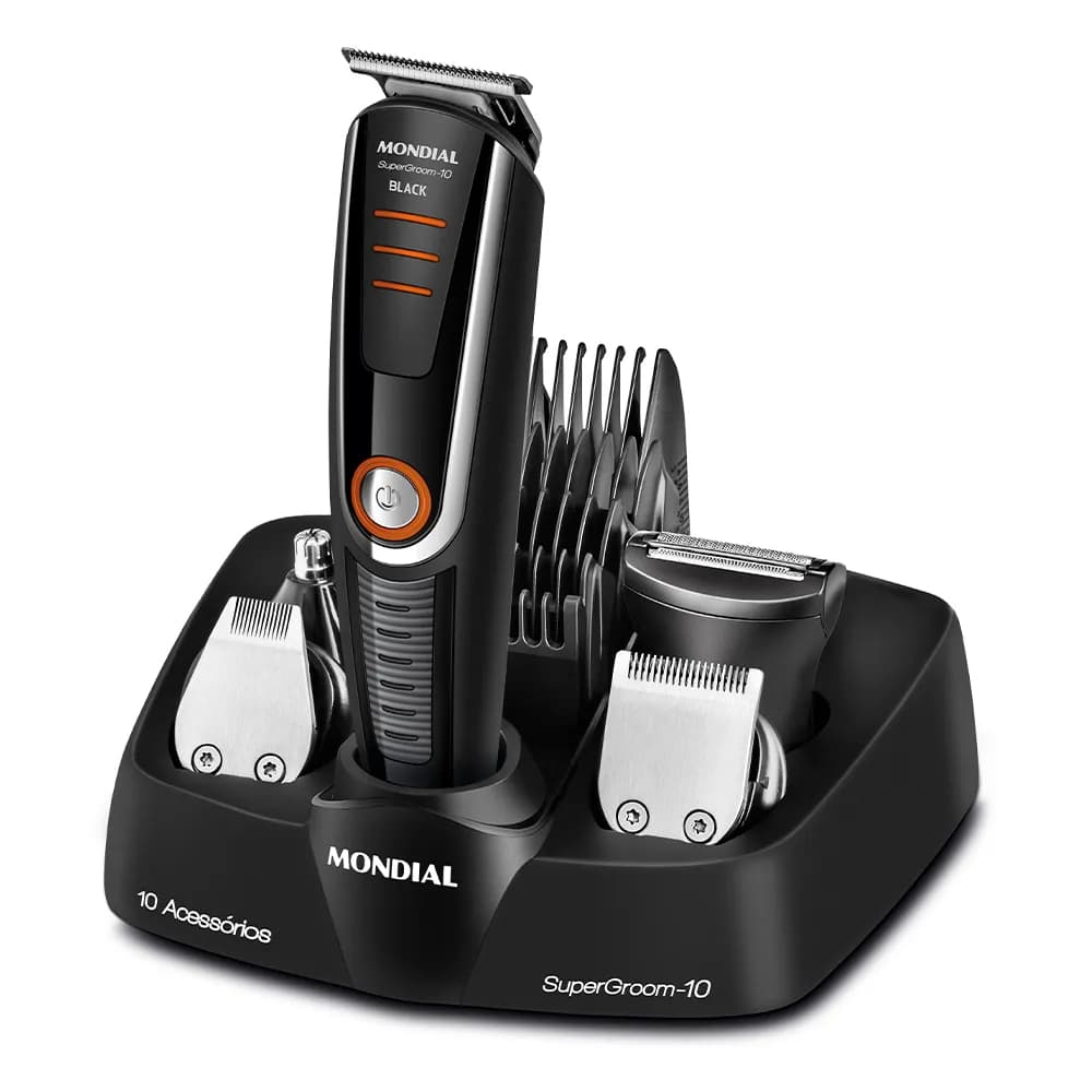 Aparador e Barbeador Elétrico Mondial BG-16 Supergroom 10 em 1 Acabamento Pelos Barba Cabelo Bigode