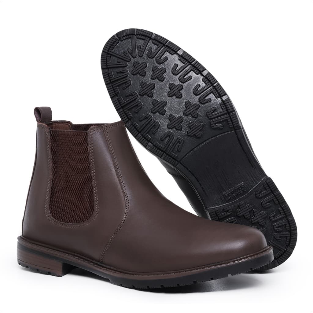 Botina Masculina Chelsea Country Cano Curto em Couro Legitimo Leve Macia Confortavel
