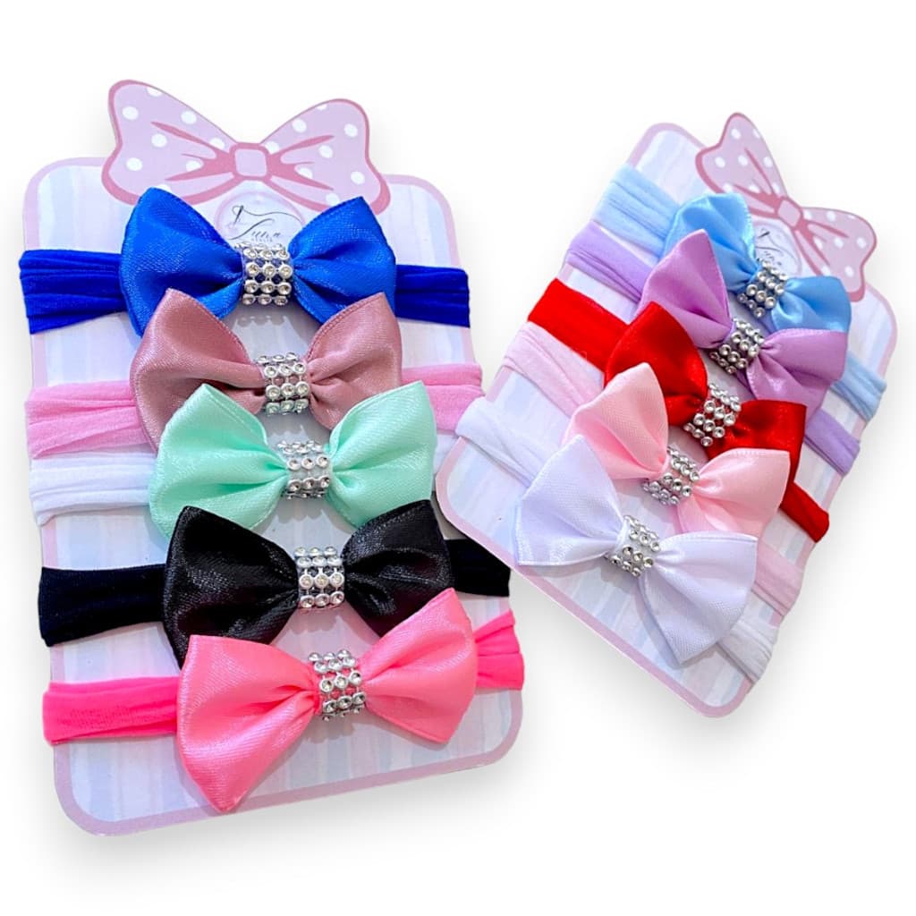 Kit 10 Lacinhos Mini laços de bebê Bebê Cetim laços de cabelo Tiarinha Faixinha Rn infantil