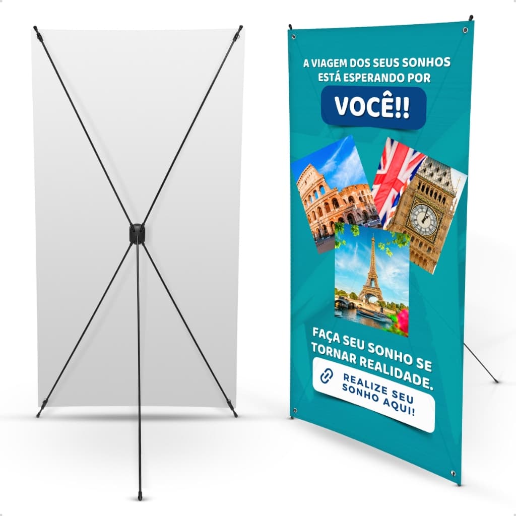 Porta Banner X 60x160cm Estrutura Suporte para Lona