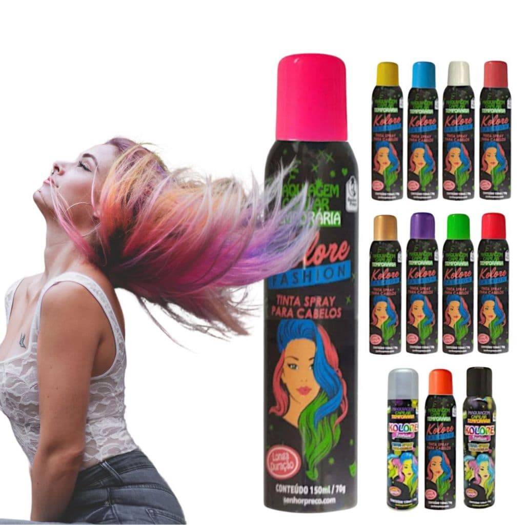 kit 24 Tintas Temporária Colorida Spray Para Cabelo Kolore 150ml