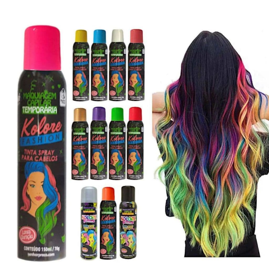 Tinta Temporária Colorida Spray Para Cabelo Kolore 150ml