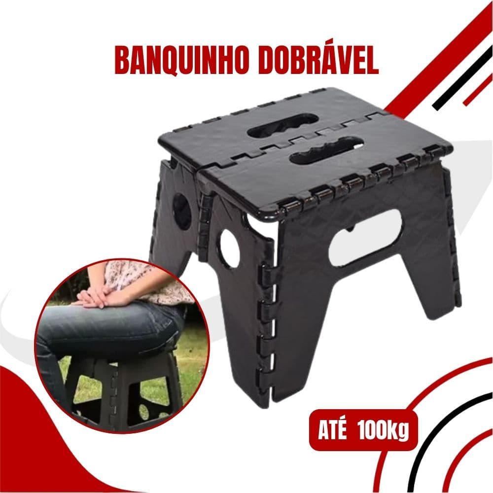 Banqueta Dobrável Infantil até 100kg – Plástico Reforçado para Viagem