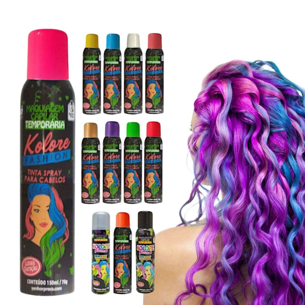 kit 36 Tintas Temporária Colorida Spray Para Cabelo Kolore 150ml