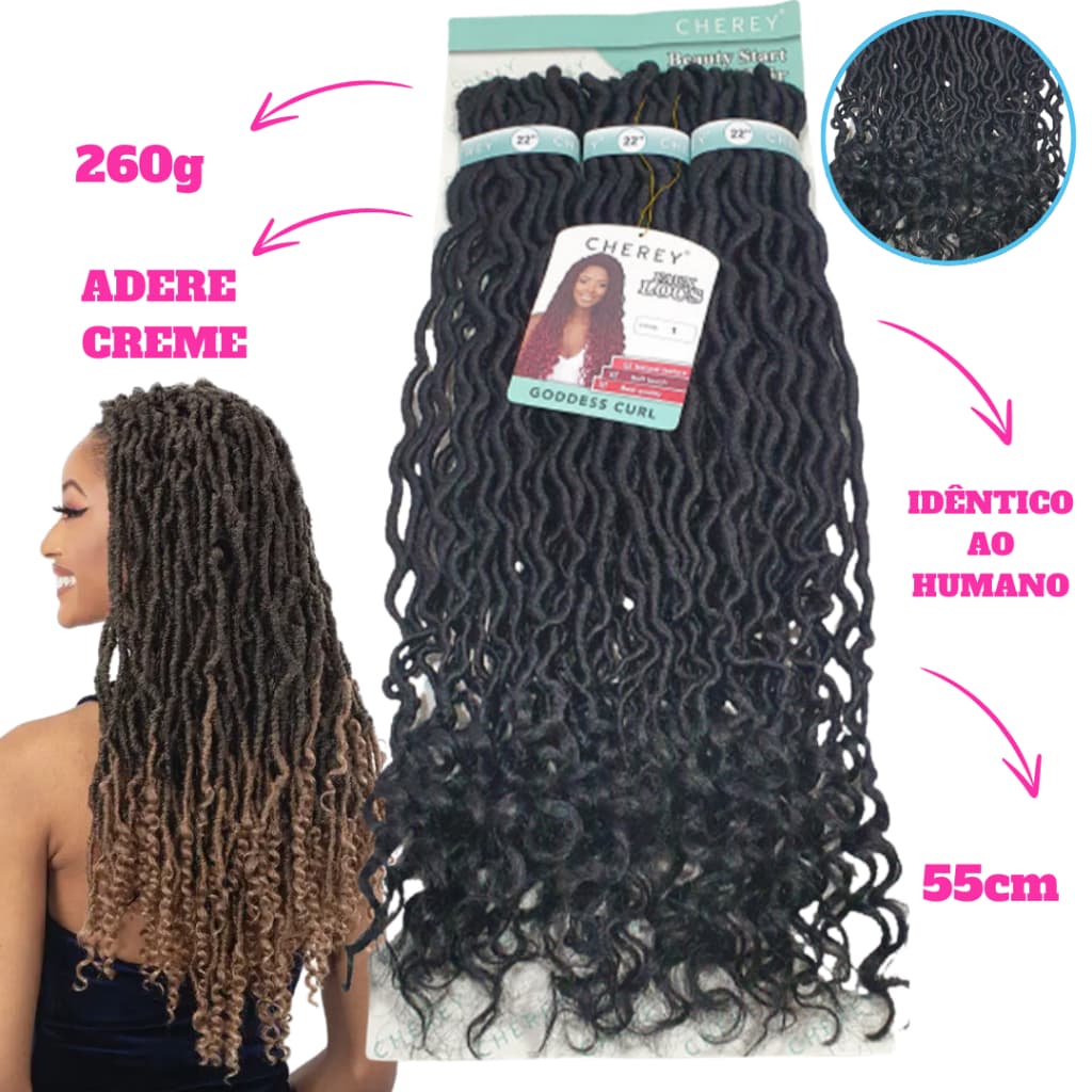 Cabelo Goddess Curl Sintético Cherey 260g 55cm Qualidade Premium