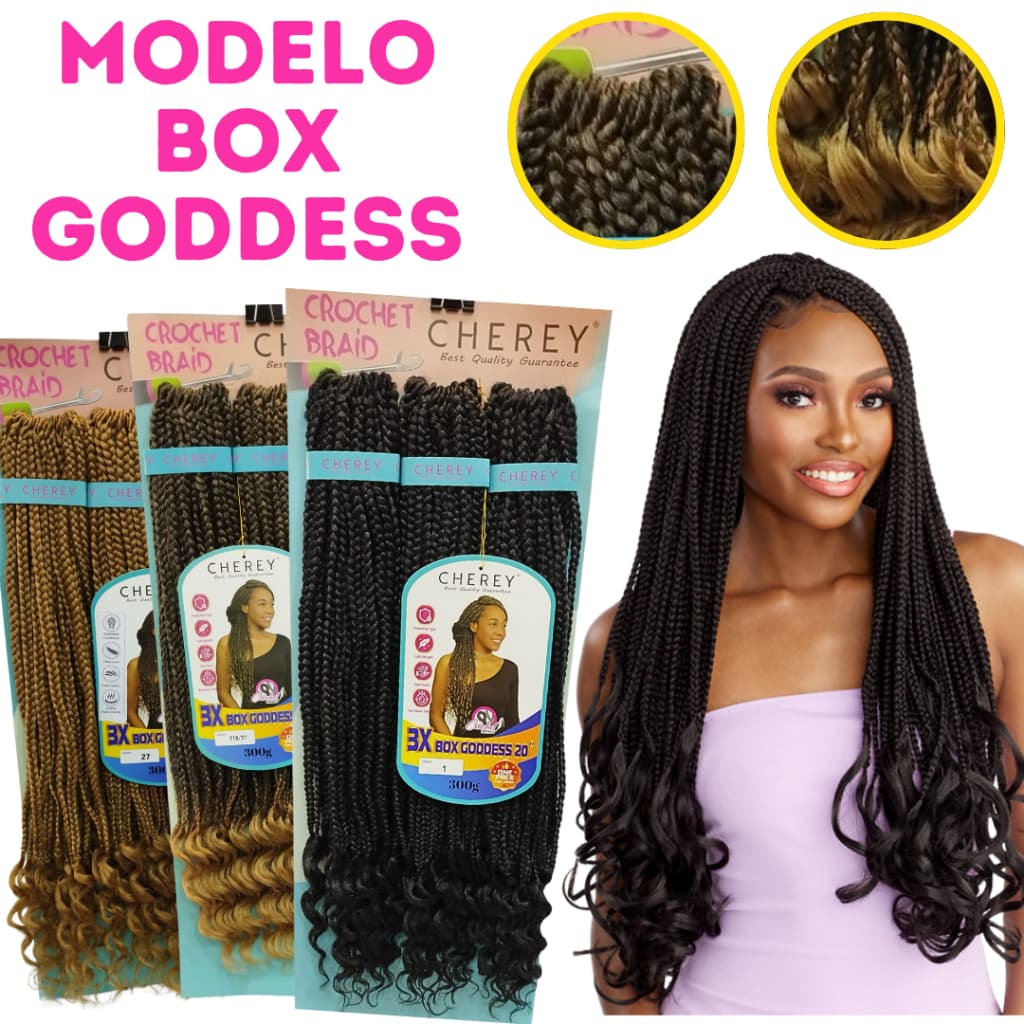 Cabelo Trançado Sintético Braid Crochet Cherey Box Goddess 300g 50cm Promoção