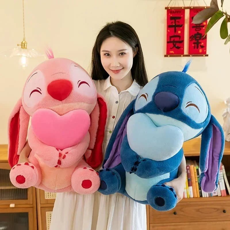 Pelúcia Stitch ou Angel Com Coração Alta Qualidade Gigante