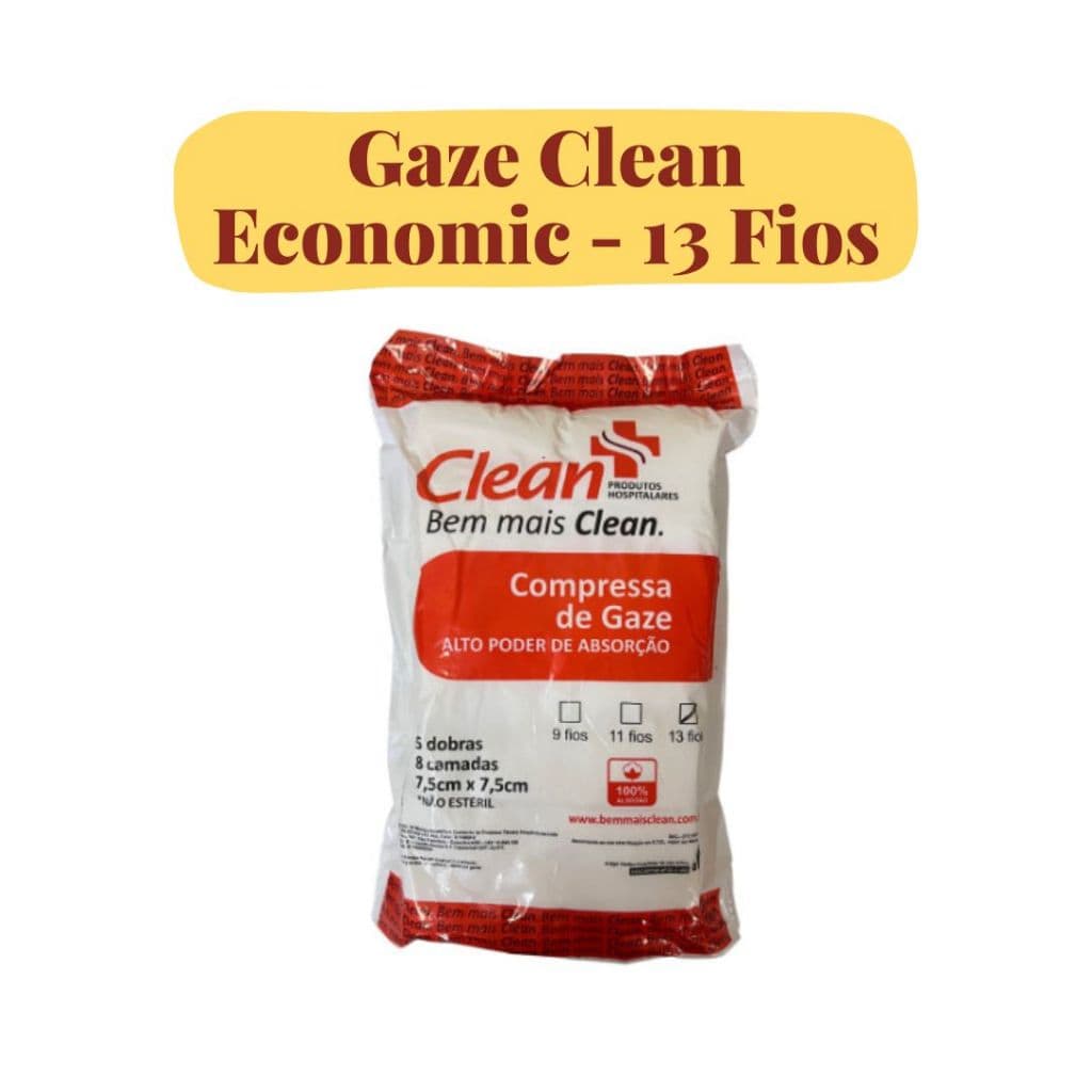Compressa De Gaze Hidrófila 13 Fios Para Curativos Não Estéril Macia E Absorvente Clean Economic