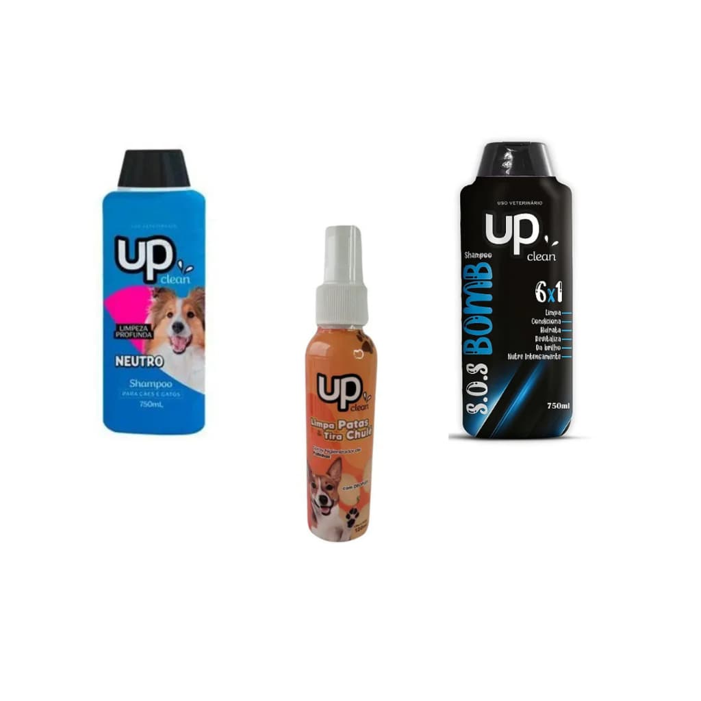 KIT shampoo neutro + condicionador 6x1 + limpa patas tira chulé upclean
