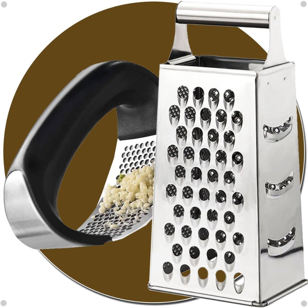 Amassador Triturador + Ralador Fatiador Alimentos Legumes cenoura pepino Queijos Inox 4 Faces