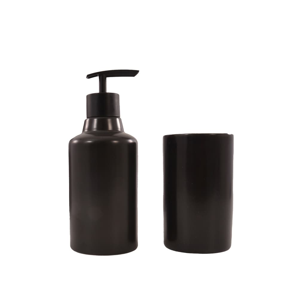 Kit Lavabo Conjunto 2 Peças Preto Porta Escova Porta Sabonete Minimalista