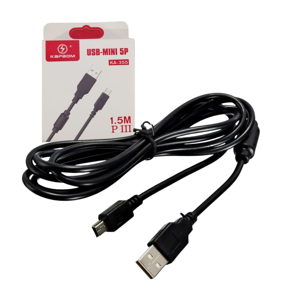 -- Cabo V3 Mini USB 5P 1,5 metros para Controle Gamer PS3 Kapbom KA-355