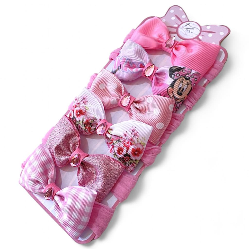 Kit 6 Lacinhos de Bebê Laços de bebê laços de cabelo infantil Pink Rn Tiarinha Faixinha Baby