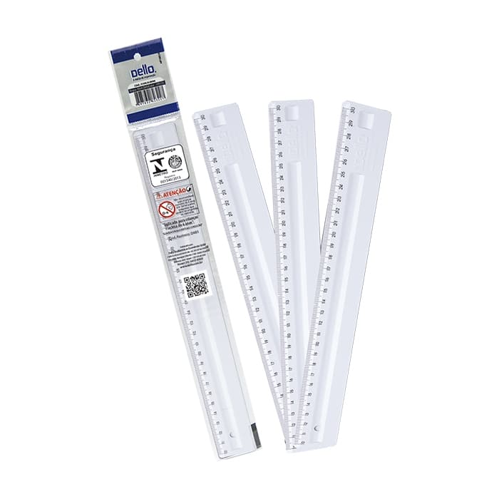 Régua Plástica Transparente 30cm 1 unidade Dello