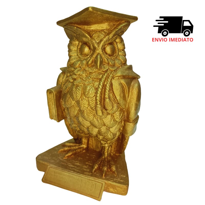 Coruja Formanda com Livro - Dourada ou Prata Ideal para Presente de Formando(a) e decoração.
