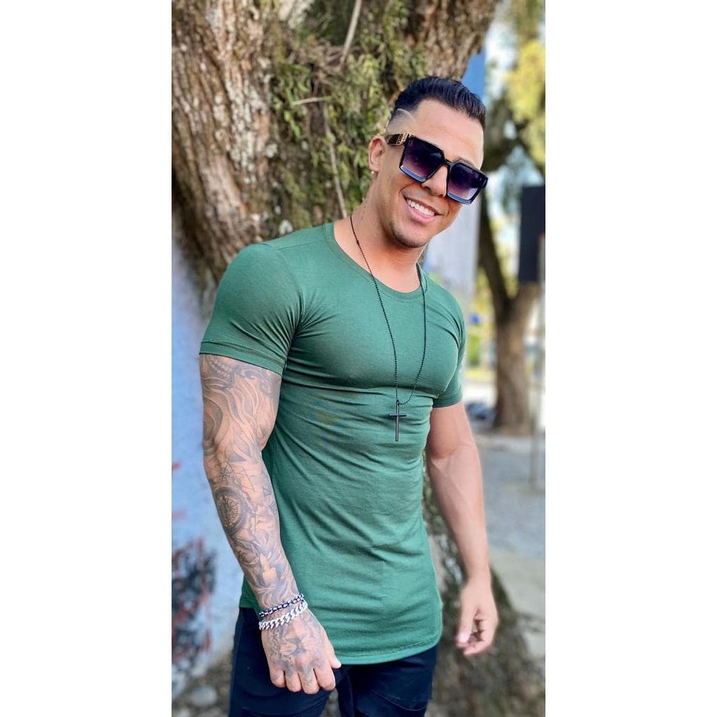 Camiseta basica Masculina Lisa Viscolycra Slim Fit