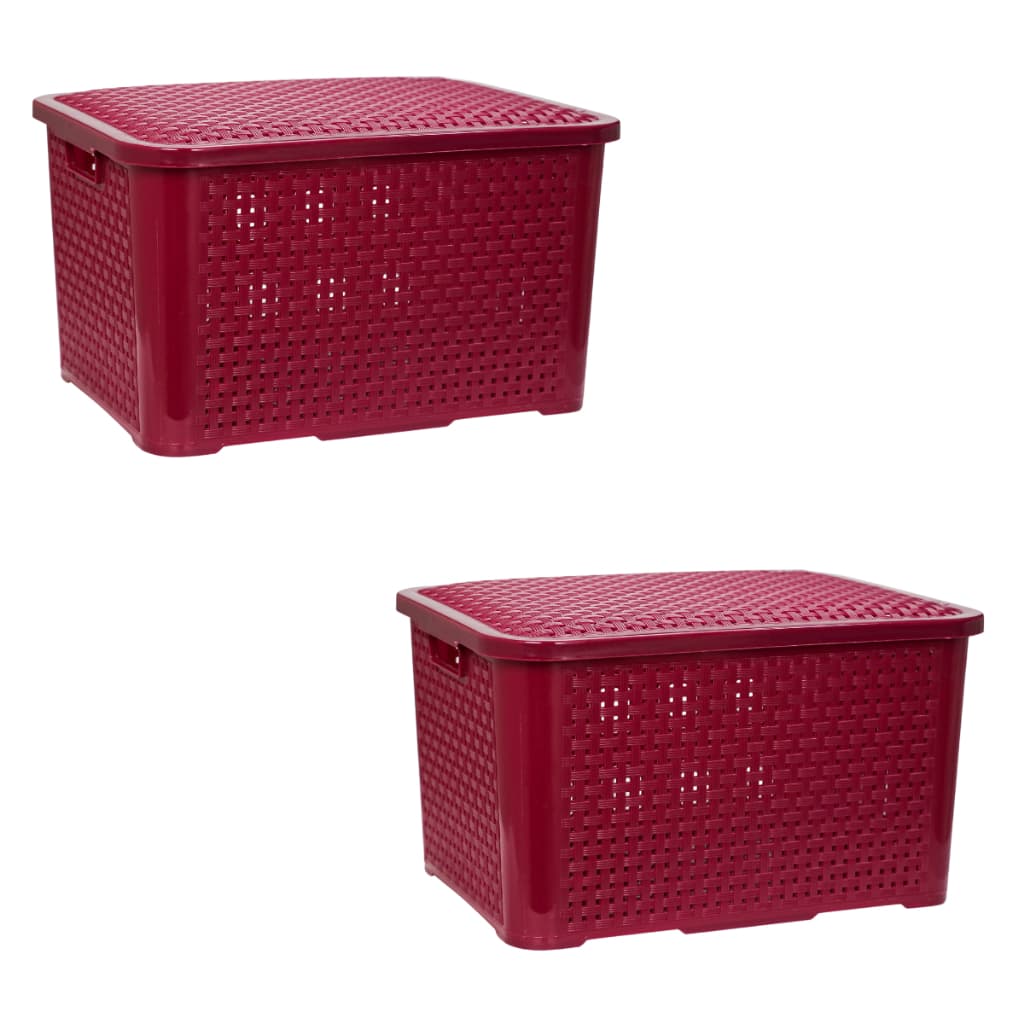 Kit com 2 Caixas Organizadoras Média Rattan Com Tampa 14 Litros