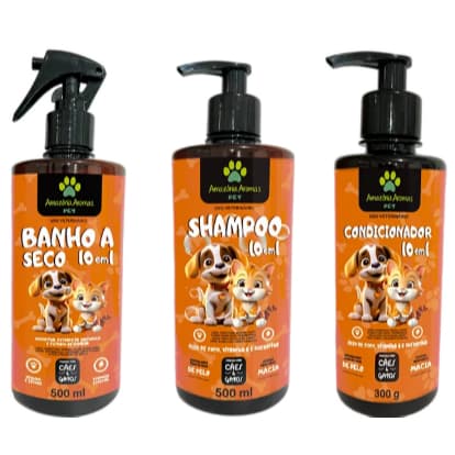 Kit Shampoo + Condicionador + Banho a Seco 10 em 1 Pet Amazônia Aromas