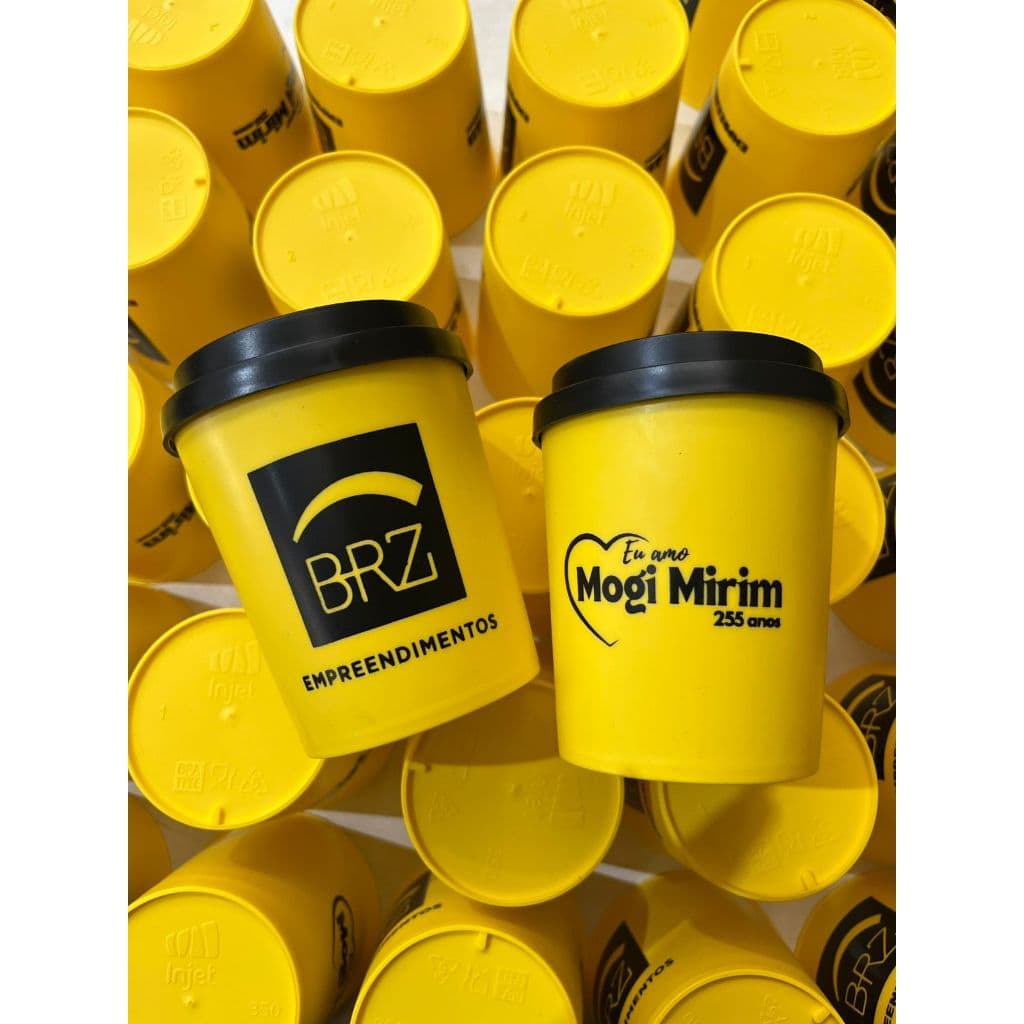 Kit 150 Copos Eco Sustentável Personalizado 350ml com Tampa Bucks