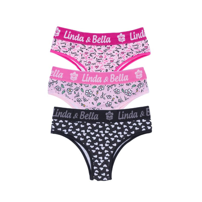 Kit 3 Calcinha Cueca Femenina Algodão Cós Grosso Linda e Bella