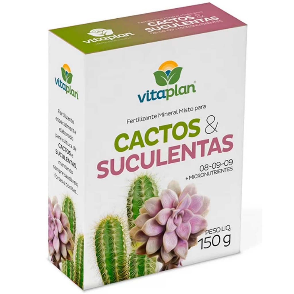 Adubo Fertilizante Misto Cactos e Suculentas NPK 08 09 09 + Micronutrientes - 150g Vitaplan