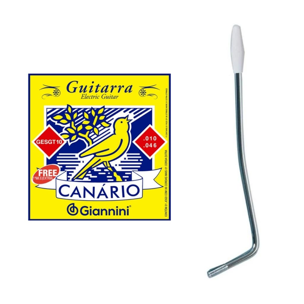 Kit Encordoamento Cordas Guitarra 0.10 Canário + Alavanca Guitarra Stratocaster