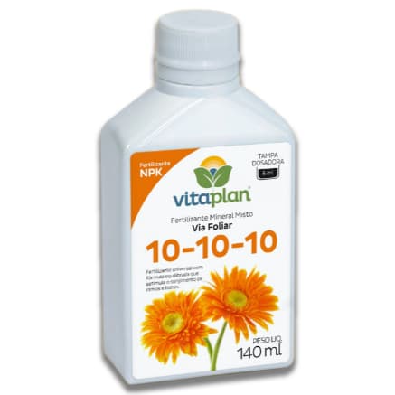 Fertilizante Adubo Misto NPK 10-10-10 Liquido 140 ML (Fosforo, Nitrogenio e Potassio) - Vitaplan